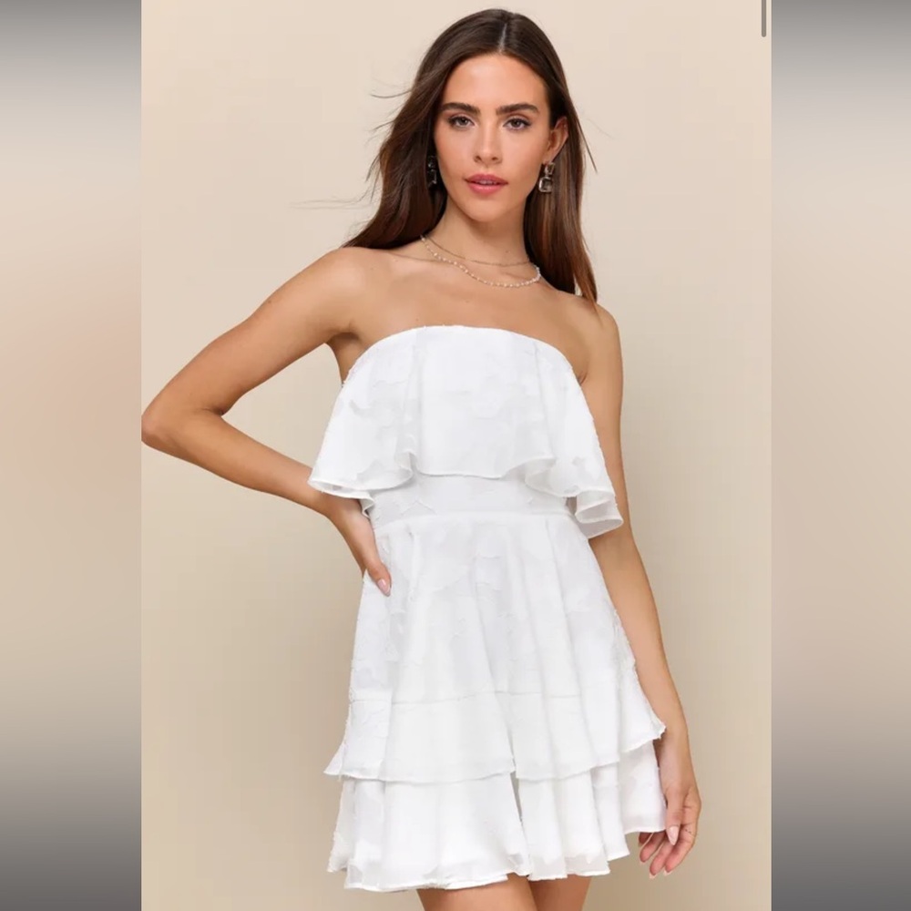 tiered mini dress white xxs